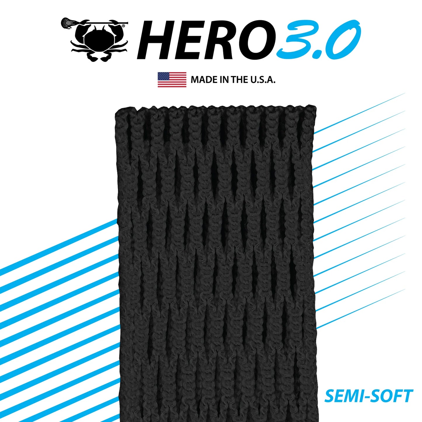 Hero 3.0 Semi-Soft Lacrosse Mesh Black