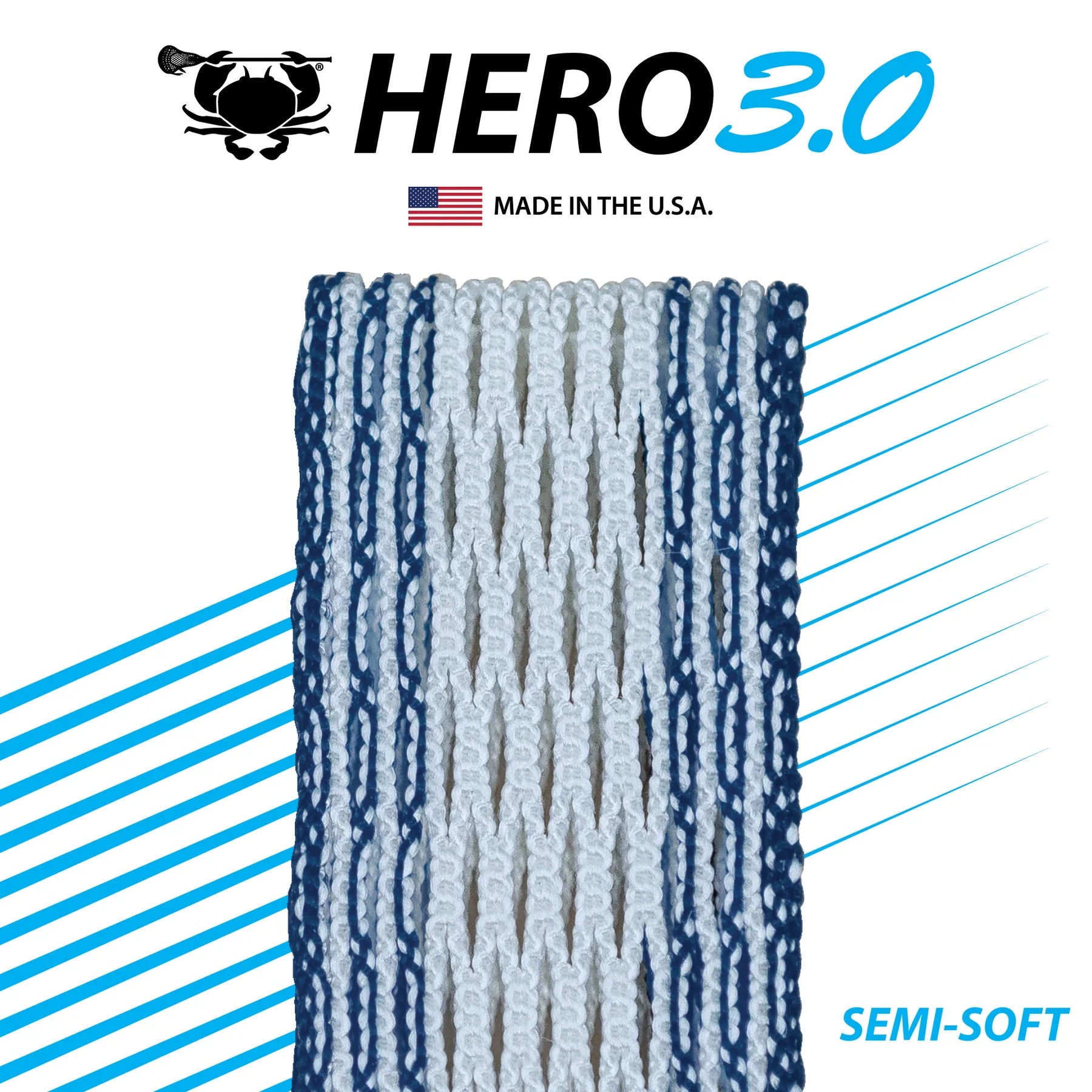 Hero 3.0 Semi-Soft Lacrosse Mesh Navy Storm Sticker