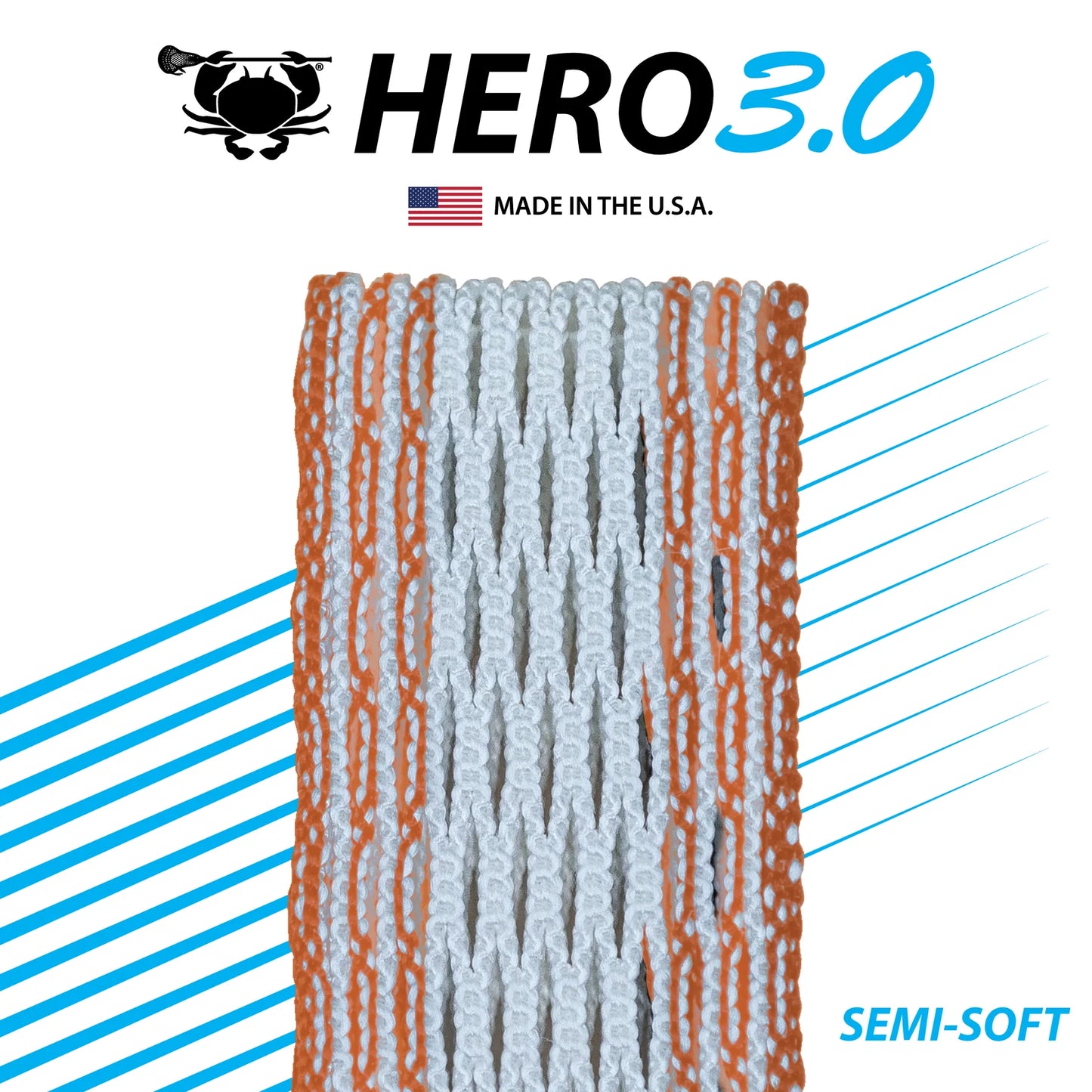 Hero 3.0 Semi-Soft Lacrosse Mesh Orange Storm Sticker