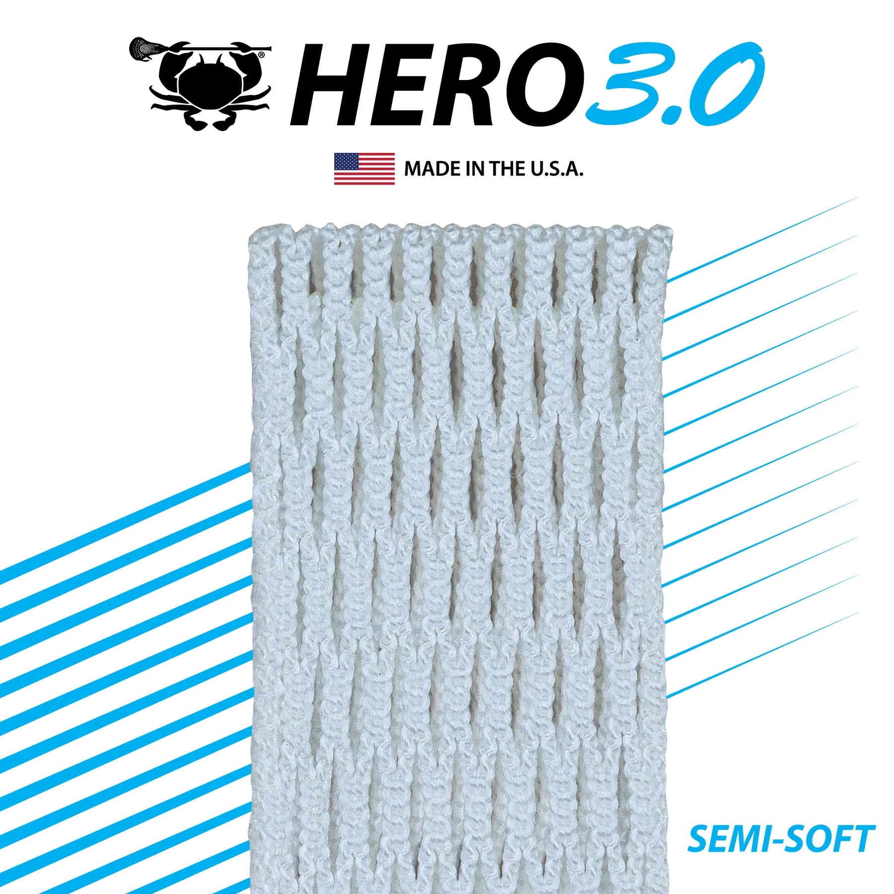Hero 3.0 Semi-Soft Lacrosse Mesh Primary White
