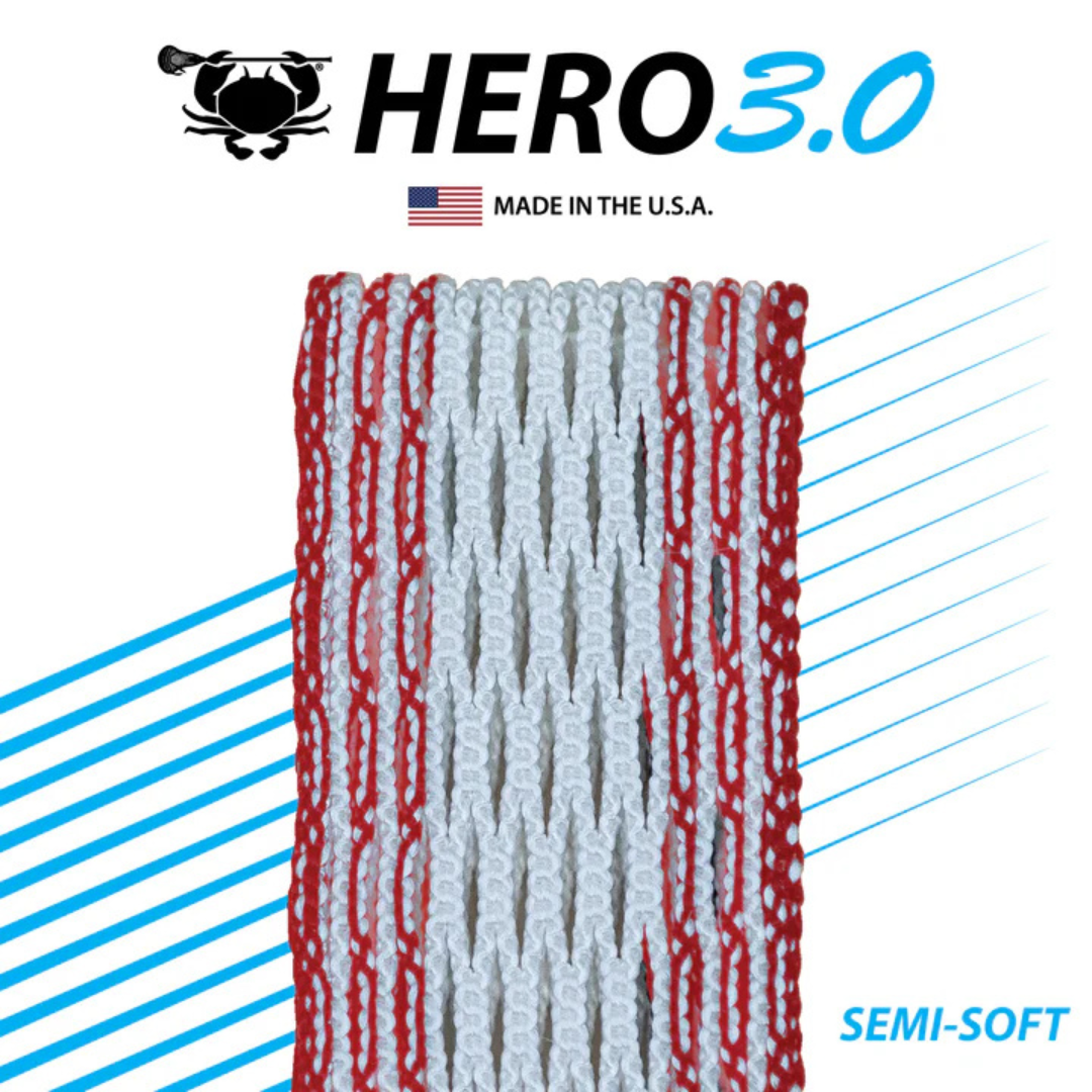 Hero 3.0 Semi-Soft Lacrosse Mesh Red/White
