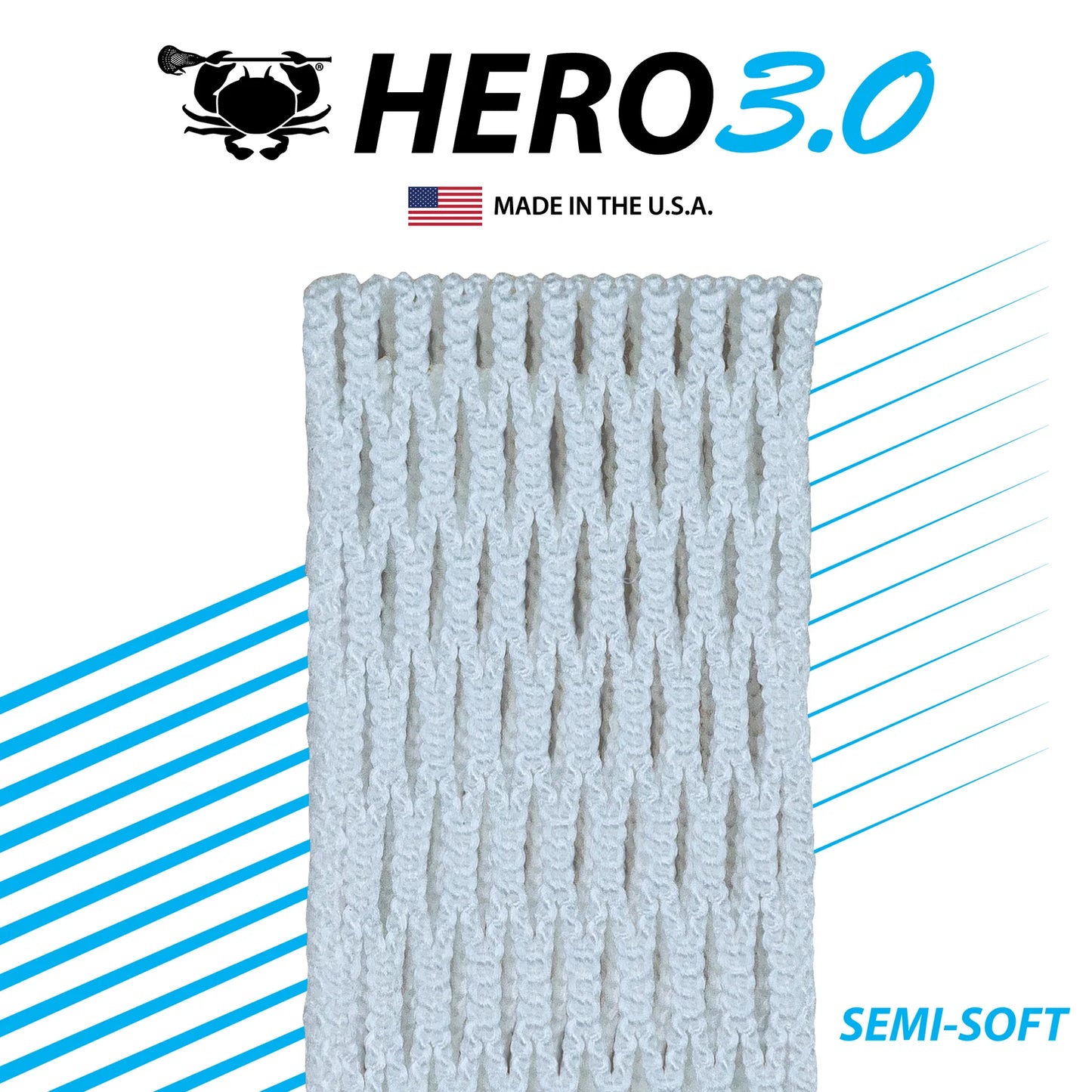 Hero 3.0 Semi-Soft Lacrosse Mesh White