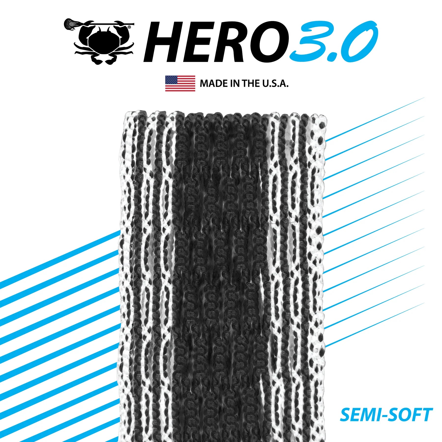 Hero 3.0 Semi-Soft Lacrosse Mesh White Storm Sticker