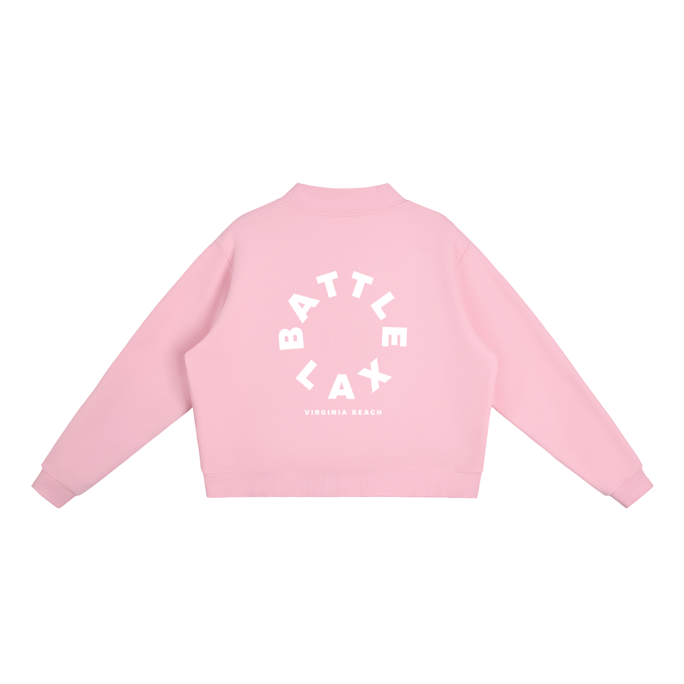 BattleLax Virginia Beach Essential Fleece Mock-Neck Crew Sweatshirt - Pink