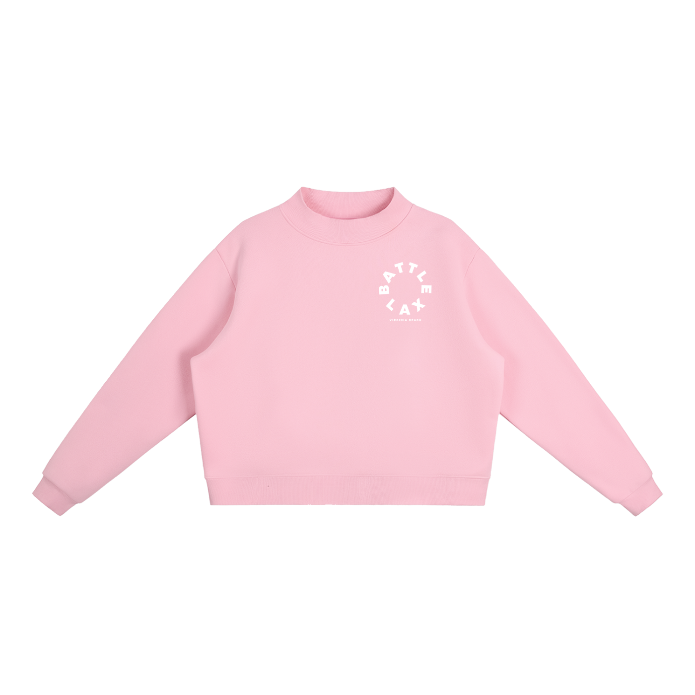 BattleLax Virginia Beach Essential Fleece Mock-Neck Crew Sweatshirt - Pink
