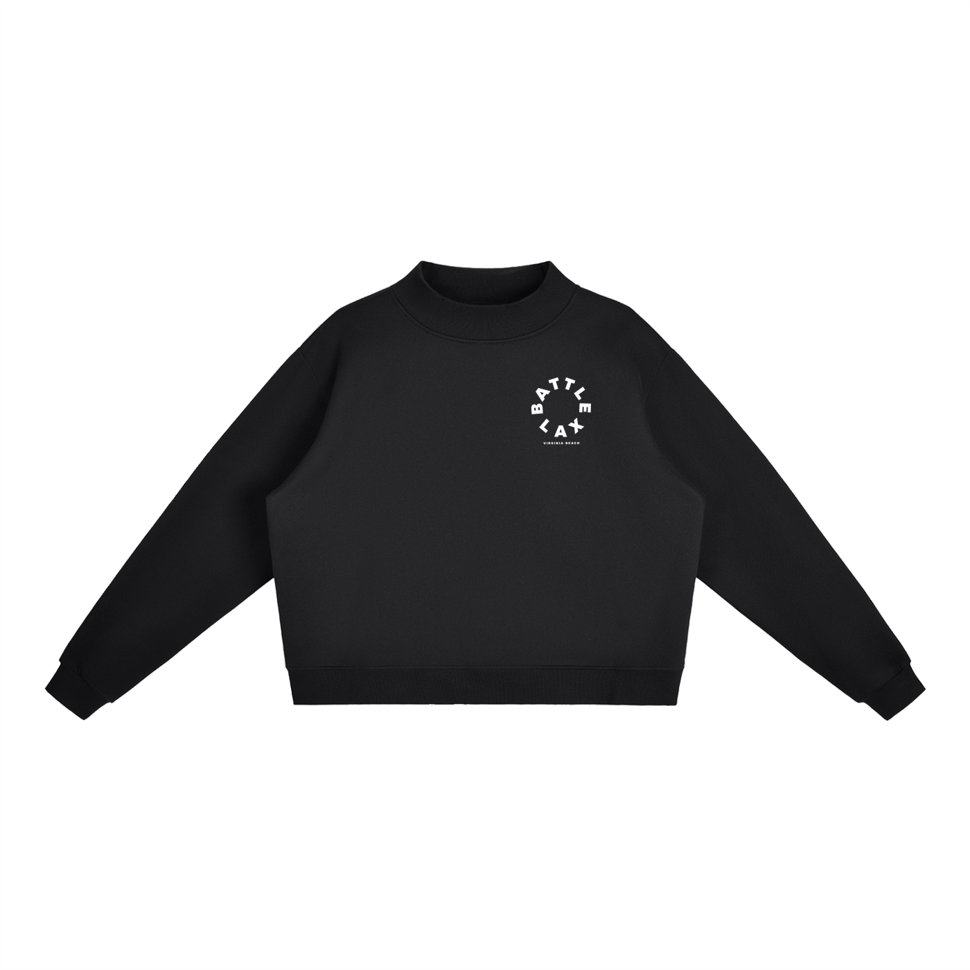 BattleLax Virginia Beach Essential Fleece Mock-Neck Crew Sweatshirt - Black