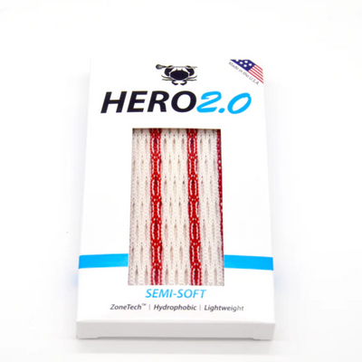 ECD Hero 2.0 Semi-Soft Lacrosse Mesh Stringing Piece White/REd